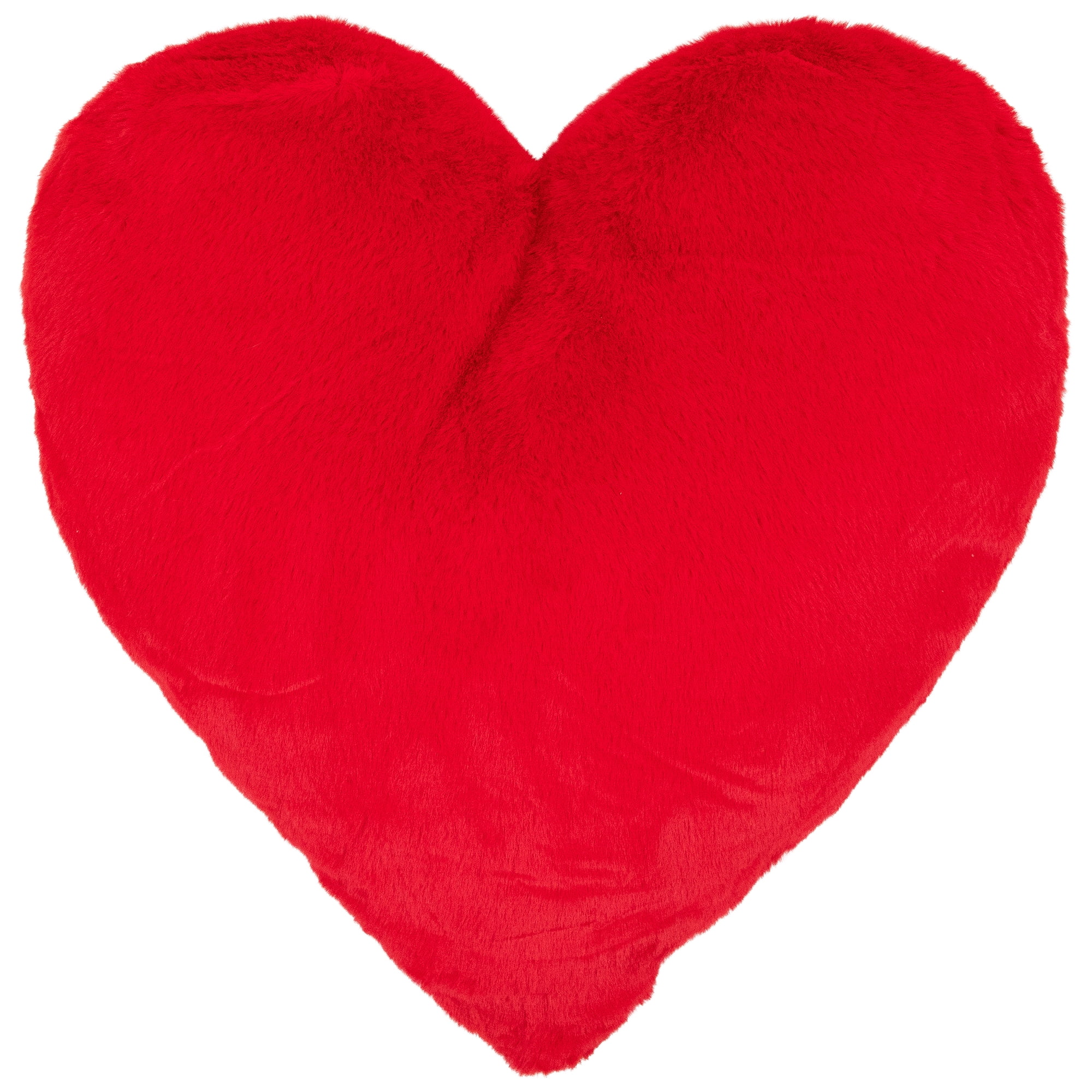 Plush Faux Fur Heart-Shaped Valentine's Day Throw Pillow - 13" - Red