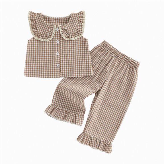 Kogui Kids Outfits Newborn Infant Girl Clothes Pants Headband Baby Clothes for Girls 4T 5T (Khaki,4-5 Years)