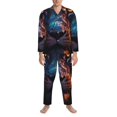 thumbnail image 3 of Salouo Forest Cool Lion Print Button-Front Long Sleeve Pajama Set for Men, Soft 2Pjs Men's Long Sleeve Sleepwear-Medium, 3 of 7