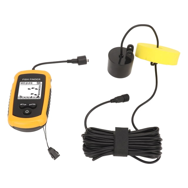 Water Handheld Fish Finder, Portable Fish Depth Finder 1-100m Detection Range LCD Display for Freshwater