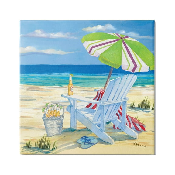 Stupell Industries 5pm Summer Beer Beach Chair Painting Gallery Wrapped Canvas Print Wall Art, Design by Paul Brent