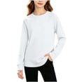thumbnail image 3 of ITSAME Girls Long Sleeve Shirt Crew Neck Ragalan Sleeve Active Fit Kids Casual Athletic Tops White Size 10, 3 of 8