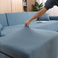 thumbnail image 3 of TOPCHANCES Thick Velvet Sofa Slipcovers, 2 Pieces Stretch L-Shaped Sectional Sofa Covers, 3 Seats+3 Seats Corner Couch Cover ( Grey Blue ), 3 of 9