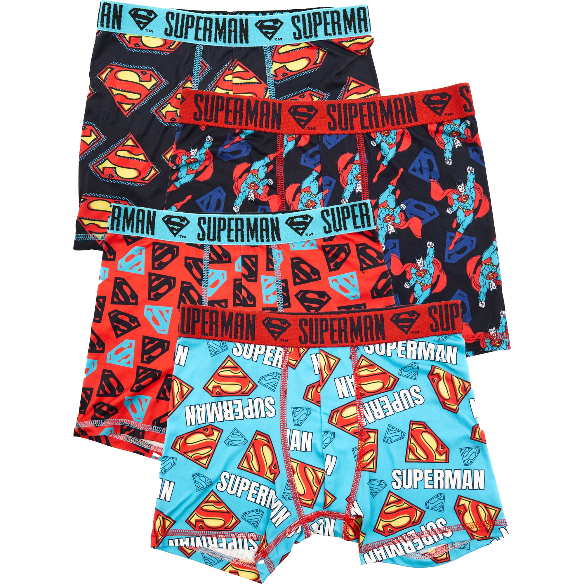 Superman Boys Boxer Brief Underwear, 4-Pack, Sizes XS-XL