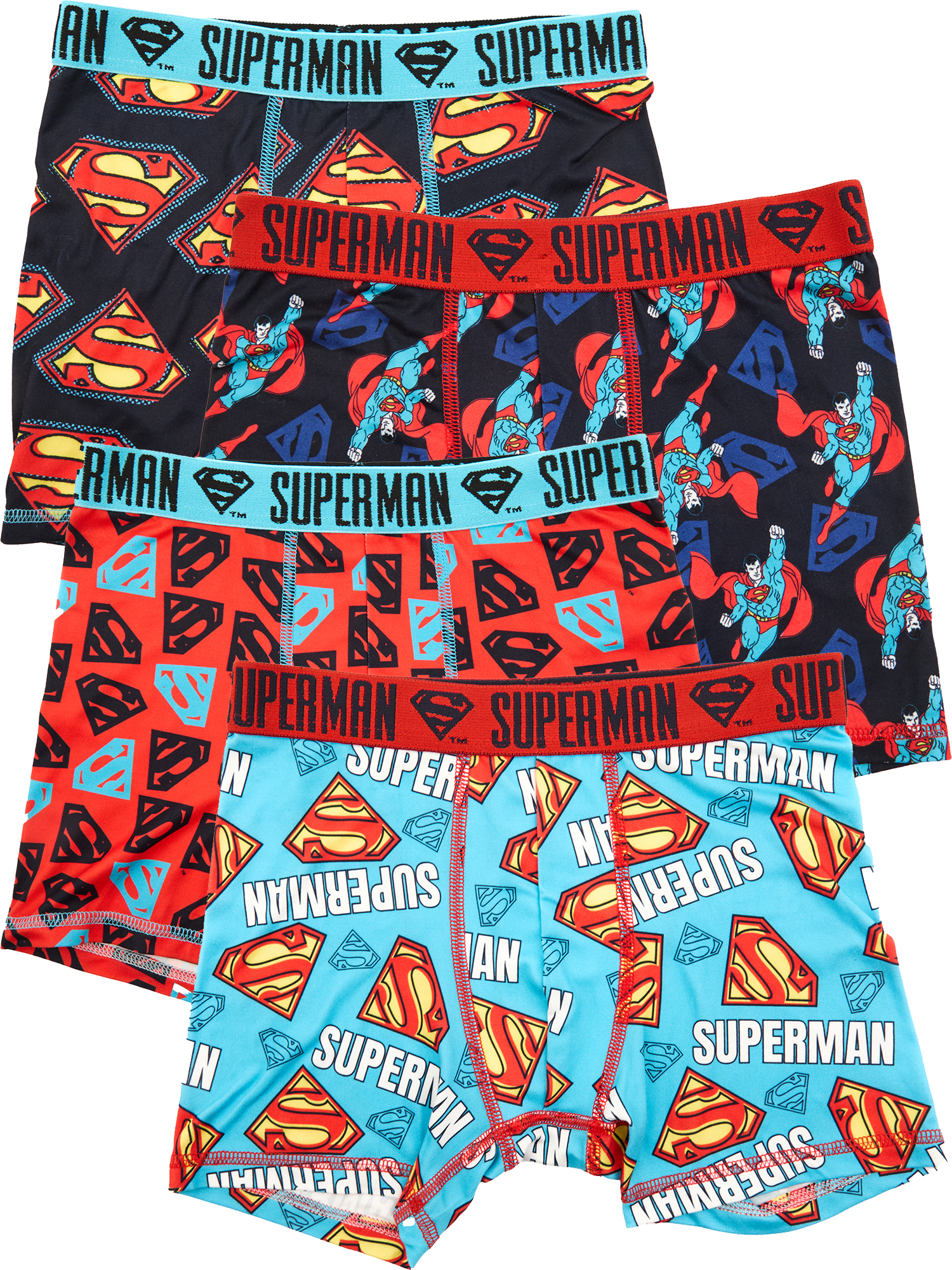 Superman Boys Boxer Brief Underwear, 4-Pack