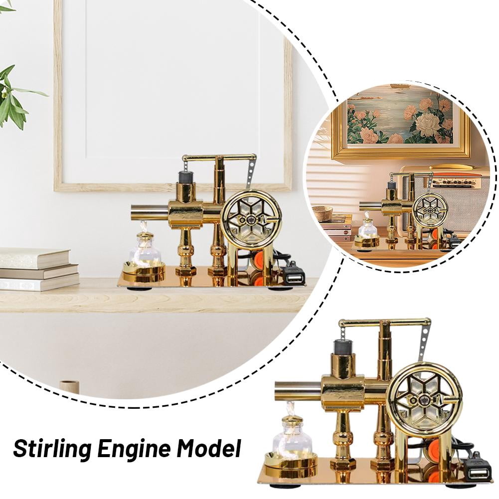 Stirling Engine Model as Balance Alcohol Powered Electricity Generator with LED Light Educational Science Kit Great Gift for Students and Engineers