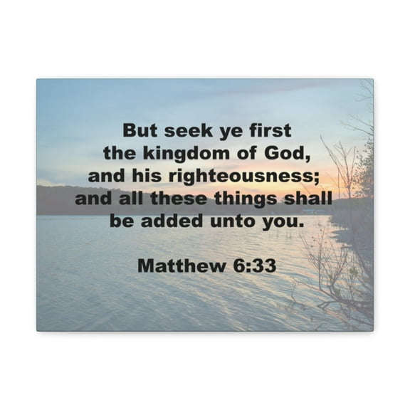Scripture Walls And His Righteousness Matthew 6:33 Plain Bible Verse Canvas Christian Wall Art Ready to Hang Unframed