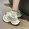 thumbnail image 4 of CatFox Women Dad Shoes Thick Sole Lace-Up Height Increase Shoes Walking Shoes Retro Sneakers, 4 of 24