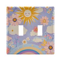 Yayeee Toggle Light Switch Wall Plate 2-Gang 4.56"x4.48" Decorative Outlet Cover, Purple Clouds