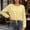 Yellow, variant on Womens Tops Crew Neck Cropped Blouse Women Long Sleeve Elastic Cuffs Front Drawstring Hem Loose Fit Casual Daily Wear Streetwear for Gym and Workout