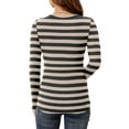 thumbnail image 2 of Anygrew Women Long Sleeve Top Casual Basic Slim Knit Ribbed T Shirt, 2 of 6