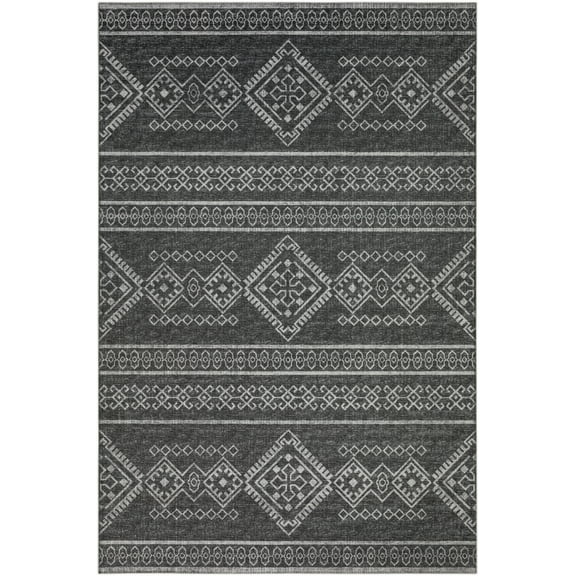 Addison Rugs Indoor/ Outdoor Yuma Boho Washable Rug 9' x 12' - Gray