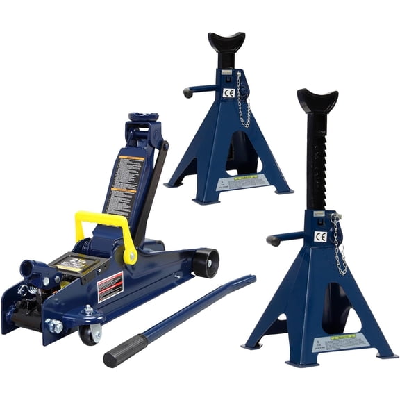 HPDMC Jack Stand Combo - 2.5 Ton Low Profile Floor Jack & 6 Ton Heavy Duty Jack Stands, Complete Set for Car, SUV & Truck
