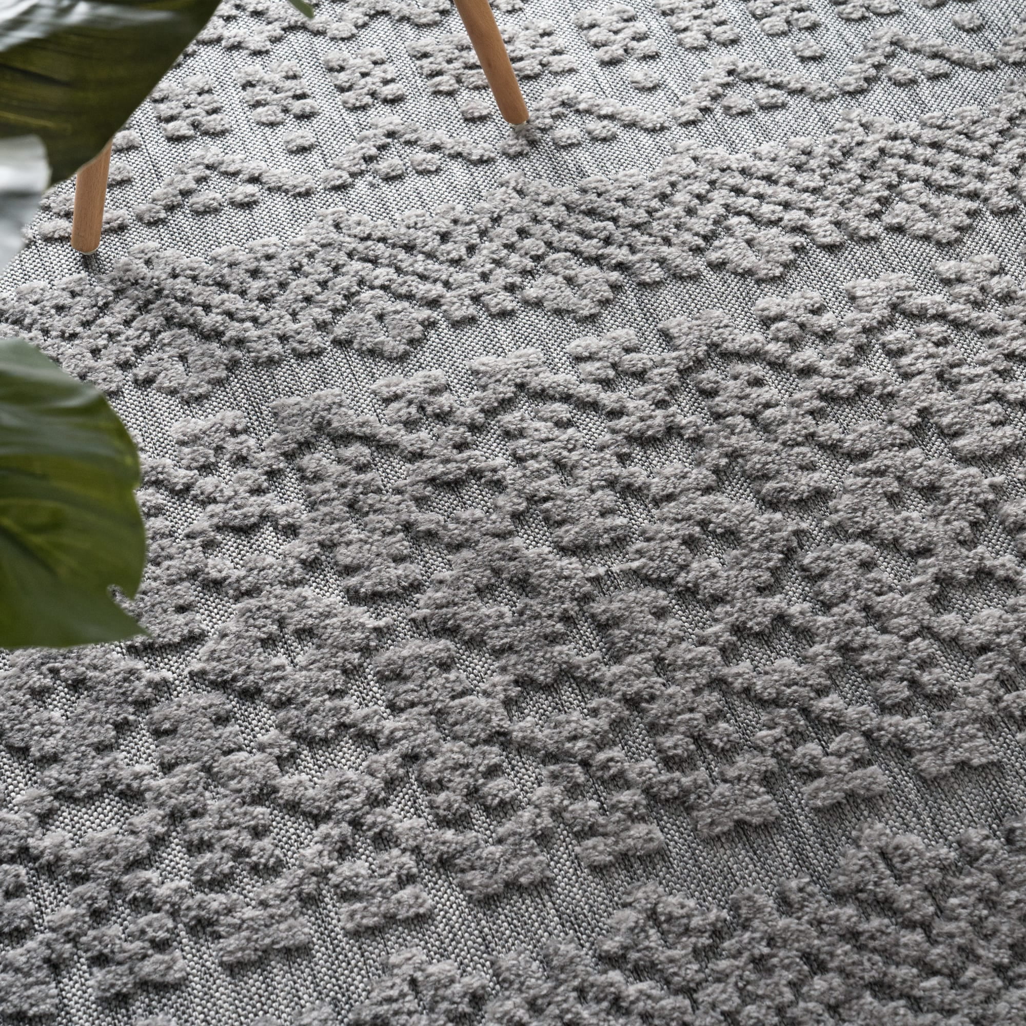 Paco Home Indoor & Outdoor Rug with Textured Boho Pattern in Dark Grey - 2'8" x 4'11" (3'x5')