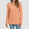 thumbnail image 4 of Tshirts Women Trendy Womens Long Sleeve V Neck Shirts Basic Tee Casual Top Fall Trendy Tunic Outfits Fitted T Shirts, 4 of 7