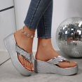 thumbnail image 5 of Samdudou Wedge Sandals Open Toe Thong Flip Flop Glitter Embellished Heel Summer Casual Beach Pool Vacation Ladies Outdoor Style Footwear Daily Wear Lightweight Modern Trendy, 5 of 7