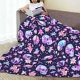 thumbnail image 6 of Rateoe crystal Skull flower cool Print Fuzzy Fleece Throw Blanket Extra Large,Super Soft,Fluffy and Warm Blankets for Couch,Bed,All Season Use (50"x40"), 6 of 8