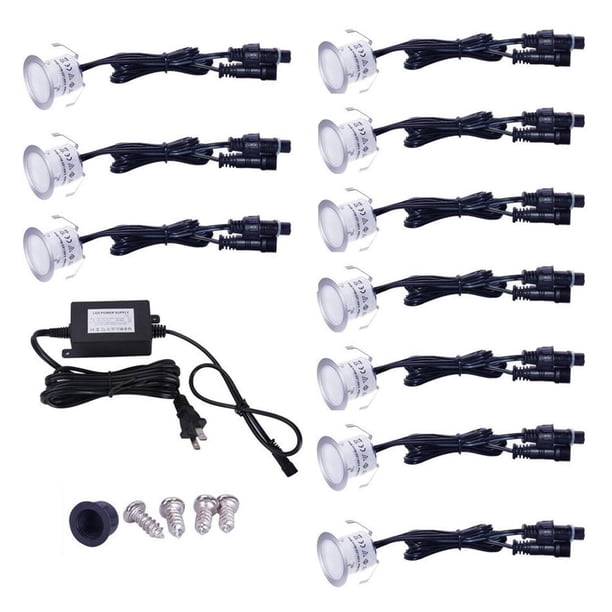 10 luces LED de cubierta impermeables para césped, lámpara de camino de jardín, luces de patio Blanco