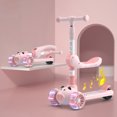thumbnail image 1 of Trottinette à 3 Roues Hauteur Réglable avec Musique Lumière Trottinette Pliable à Propulsion pour Enfants Garçons Filles Rose, 1 of 5