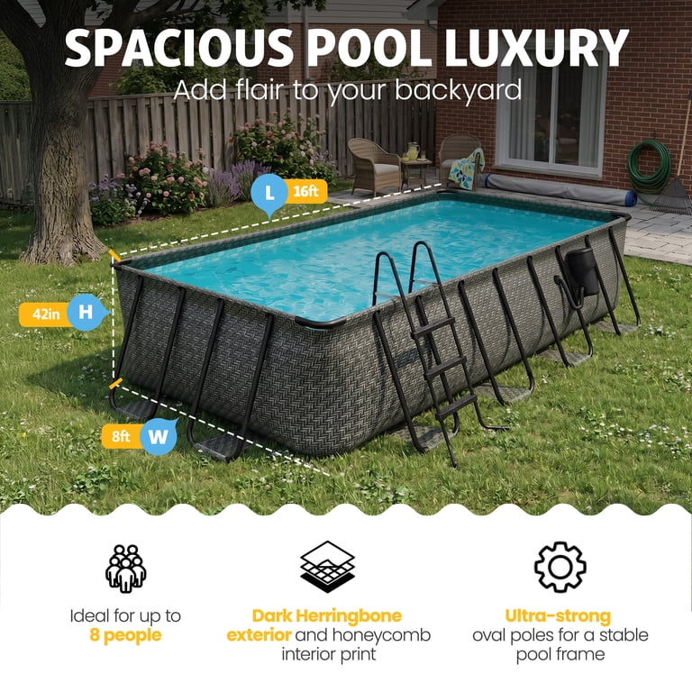 Funsicle, Above Ground Pool, 16ft x 8ft x 42in, Deluxe Complete