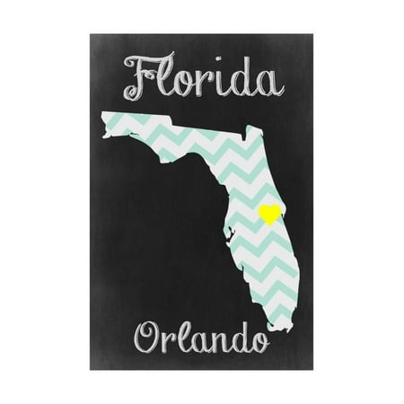 Orlando, Florida - Chalkboard State Heart Print Wall Art By Lantern (Best Soul Food In Orlando Florida)