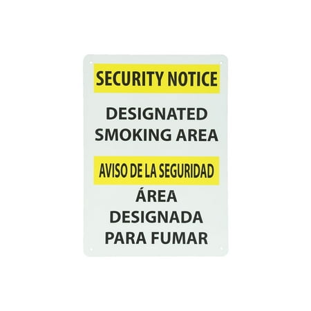 UPC: 0887481050089 | National Marker Designated Smoking Area Bilingual 14X10 .040 Aluminum Information Sign ESSN102AB