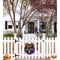 thumbnail image 3 of Eveokoki Halloween Decorations Door Sign, 11 Inch Rustic Home Sweet Haunted Home Wooden Hanging Sign for Front Door, Wreath with Bow Party Indoor Outdoor Decor Home, 3 of 5