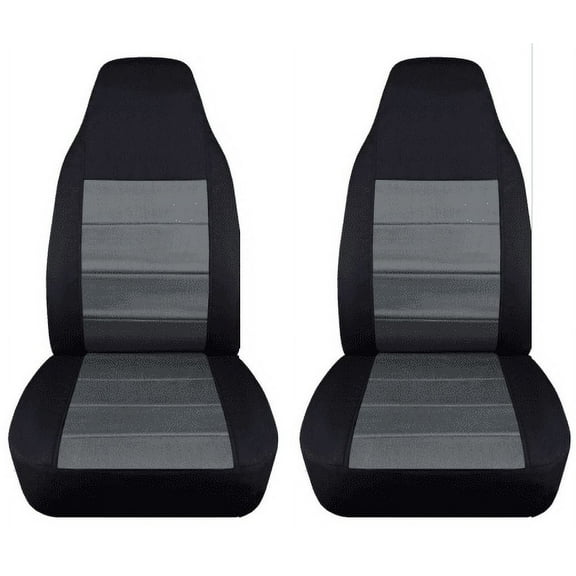 T63-Designcovers Fits 2004-2012 Chevy Colorado/GMC Canyon Velour Truck Bucket Seat Covers: Black and Charcoal