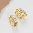 thumbnail image 3 of Brass Micro Pave Clear Cubic Zirconia Two-layer Hoop Earrings Golden 15mm Brass, 3 of 4
