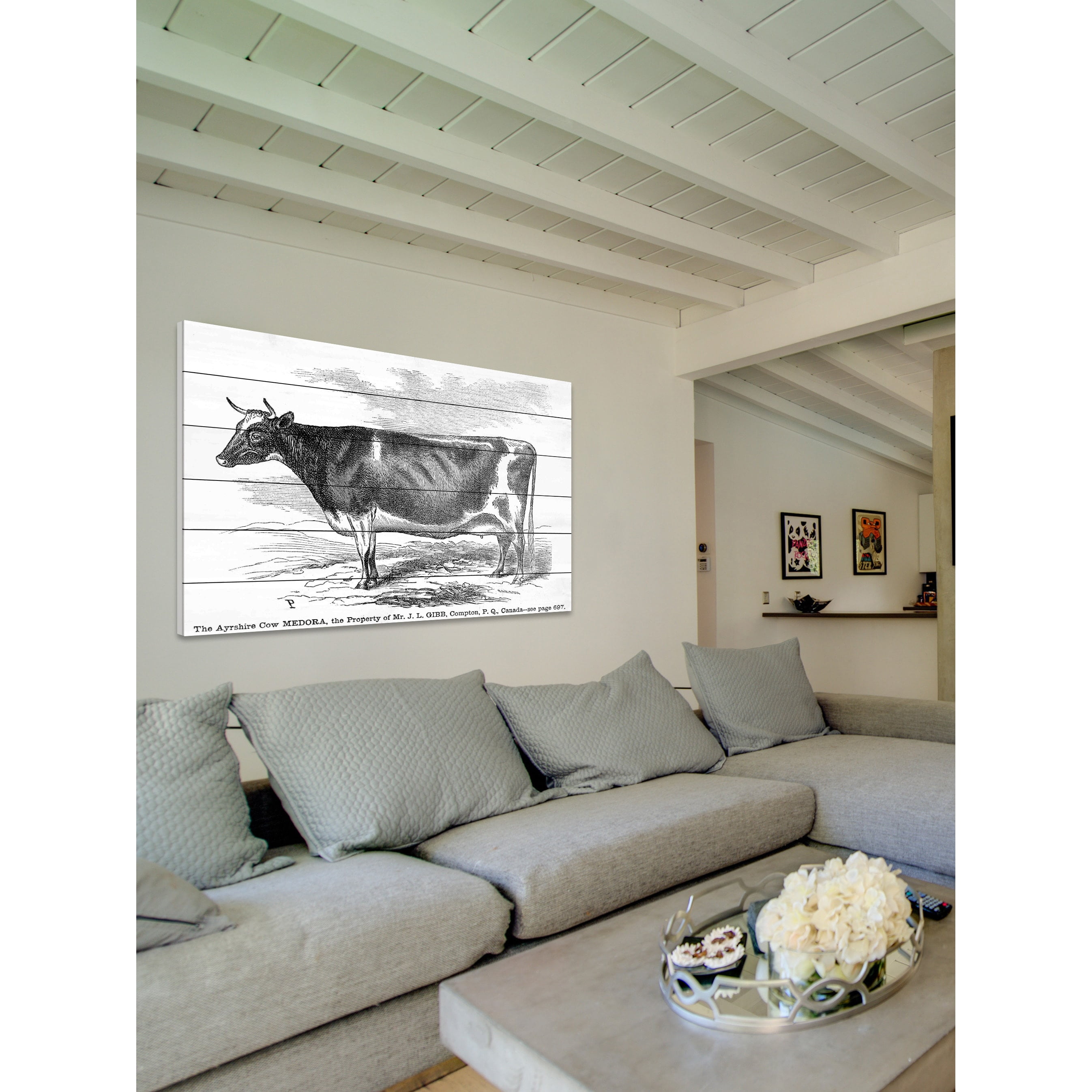 Marmont Hill "Ayrshire Cow" Painting Print on White Wood