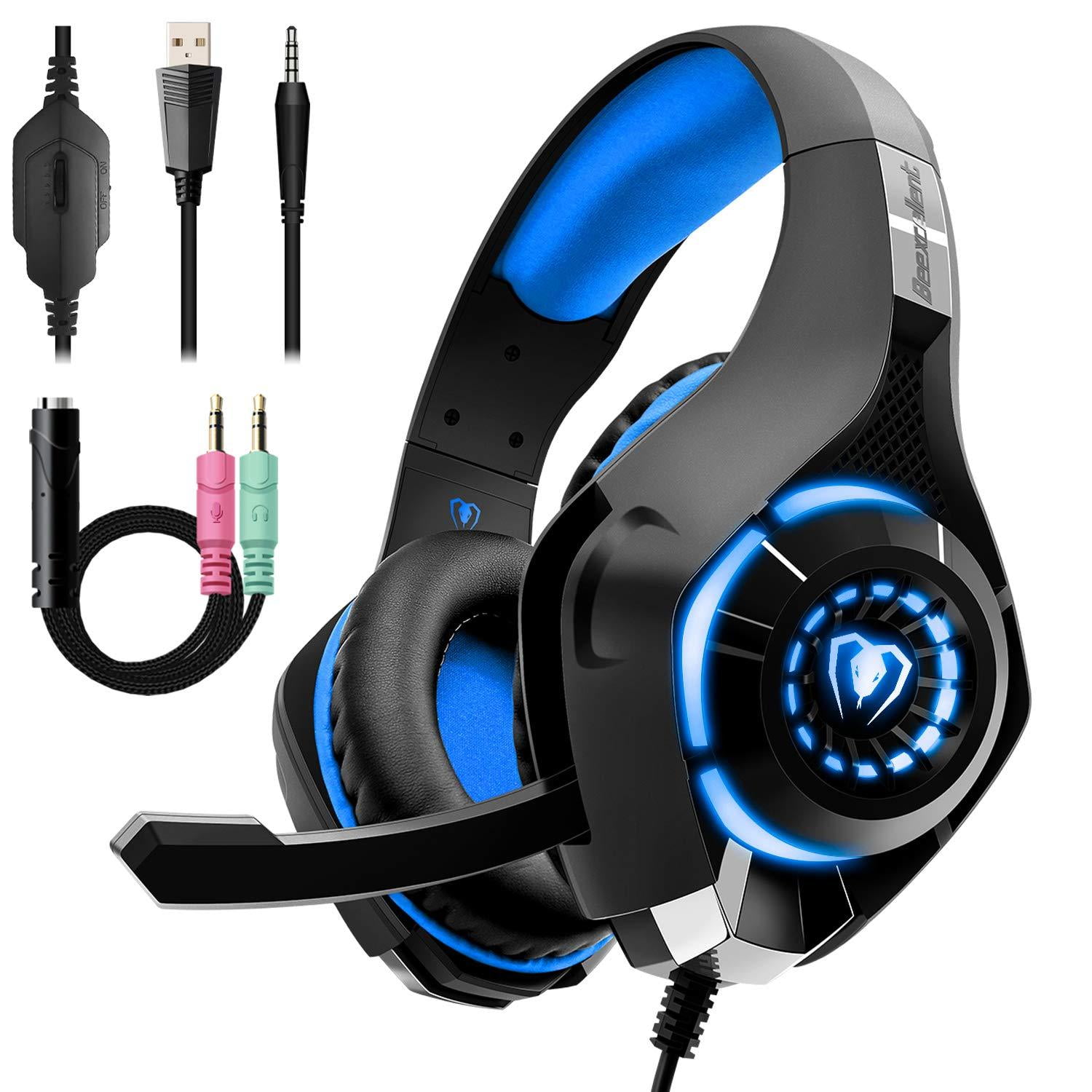 Beexcellent Gaming Headset for PC PS4, with Noise Cancelling Microphone