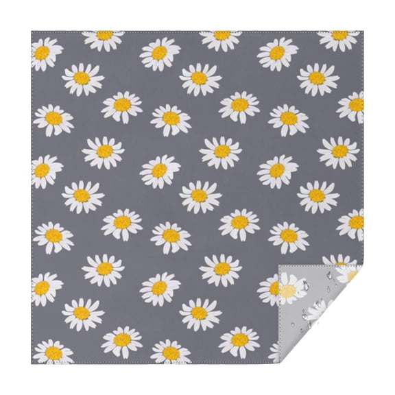 Gray White Flower Pattern Square Tablecloth,Waterproof Square Table Cover,Wipeable Spillproof Washable Table Cover for Home Kitchen Party Decor 42"X42"(107x107cm)