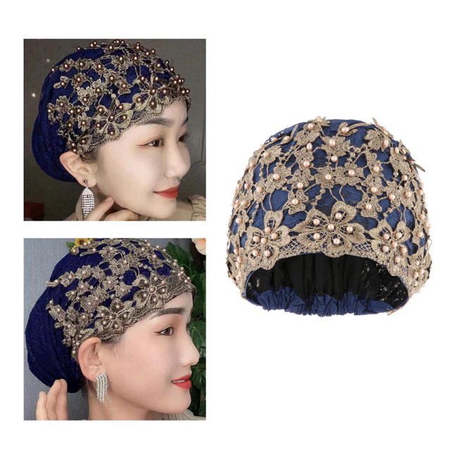 Gorro de encaje de mujer Salvador para quimioterapia Floral Oscuro