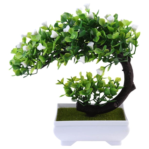 unbranded 2Ud Bonsai Artificial Verde Decorativo Ideal Para Hogar Y Oficina Con Material Resistente Y Fácil Limpieza