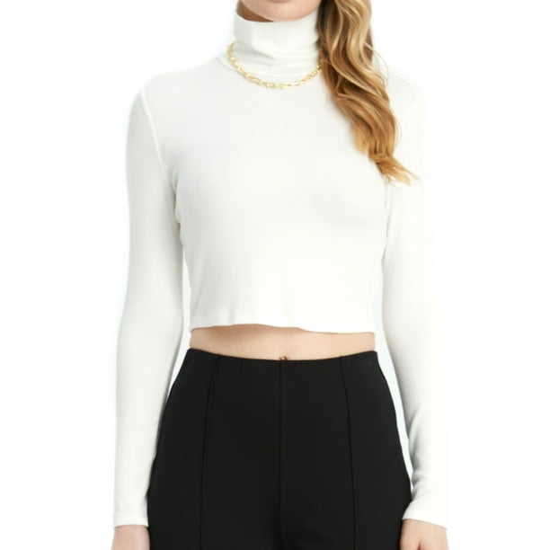 Skirt White Cropped Turtleneck Top SSLR Turtleneck Crop Tops For