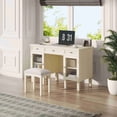 thumbnail image 4 of 2-in-1 Vanity Desk with Flip-Top Mirror, Dressing Table Set with Drawer & Cabinet, Multi-Functional Computer Writing Desk for Study, Dressing Room, Bedroom, Living Room, White Oak RR, 4 of 4