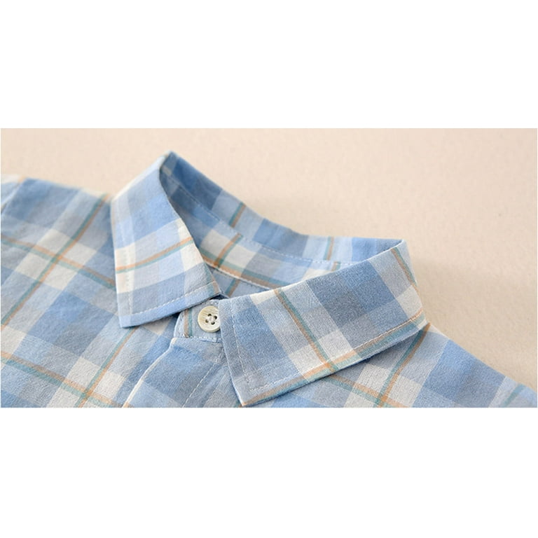 Blue Gingham Boys Button Up Shirt for Easter 4T