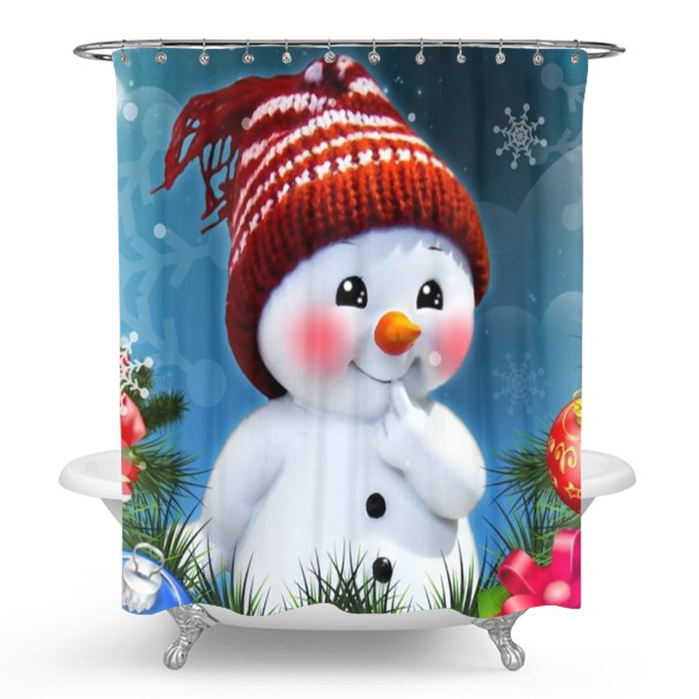 Christmas Clearance Christmas Shower Curtain Printing Waterproof
