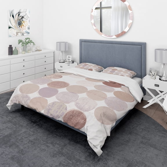 Designart 'Shade of Pink Geometric Dots I' Geometric Duvet Cover Set