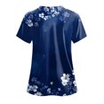 thumbnail image 5 of COMVALUE Scrub Tops Women Short Sleeve Plus Size V Neck Fun Printed Scrubs Top Medical Nursing Uniforms with Pockets (Dark Blue, S), 5 of 7