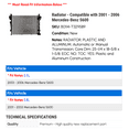thumbnail image 2 of Radiator - Compatible with 2001 - 2006 Mercedes-Benz S600 2002 2003 2004 2005, 2 of 2