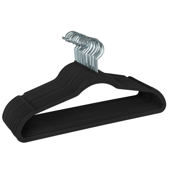 Simplify 100 Pack Slim Velvet Suit Hangers in Black
