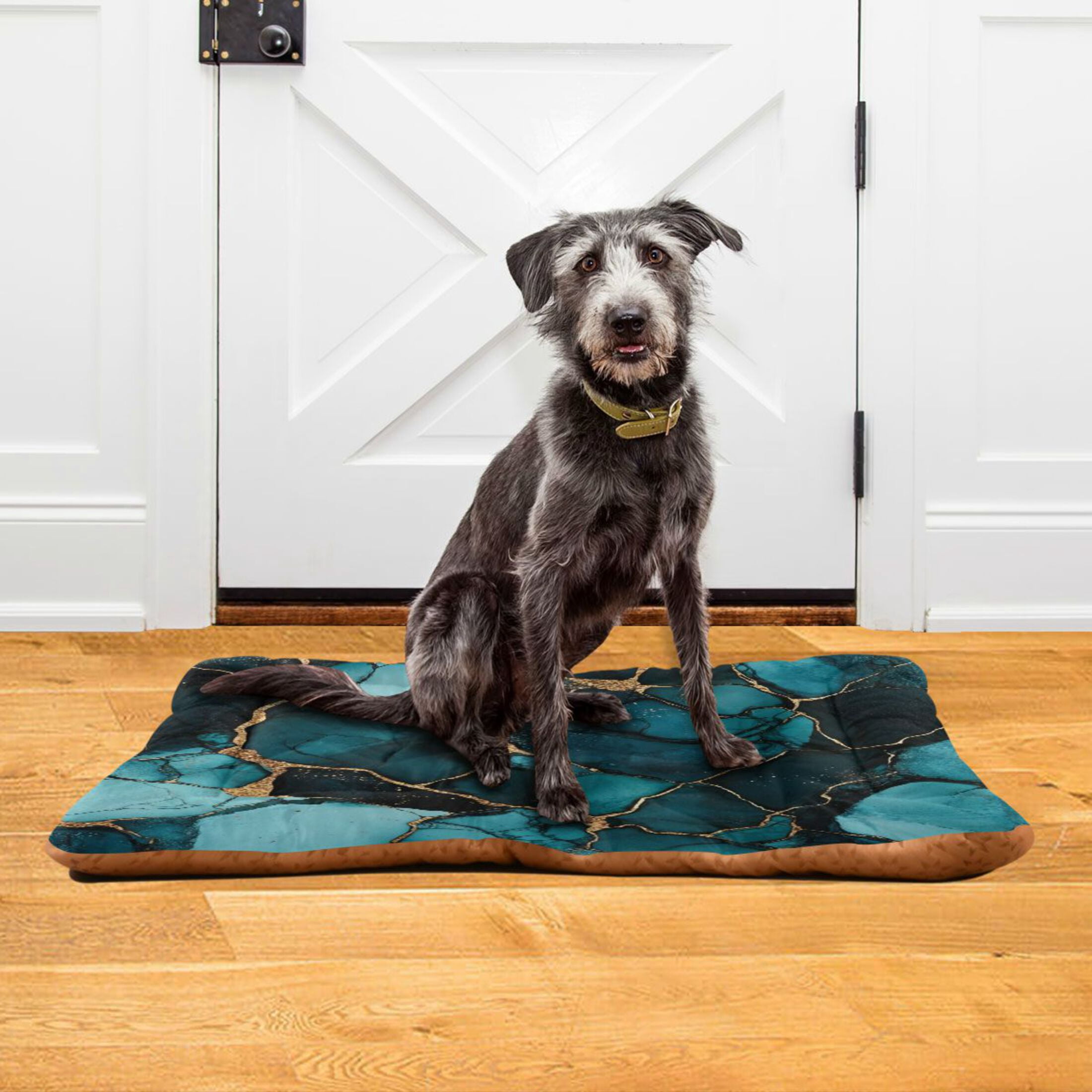 Qxltty Dark Green Gild Marble Ped Pad Wear-resistant and Hard to Bite Through Sleeping Pad for Small Medium Large Dogs Winter Pet Bed 36×24in