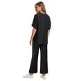 thumbnail image 6 of Ronuti Two Piece Sets for Women Summer Outfits Oversized Wide Leg Crop Pants Lounge Sets Airport Beach Vacation Clothes, 6 of 9