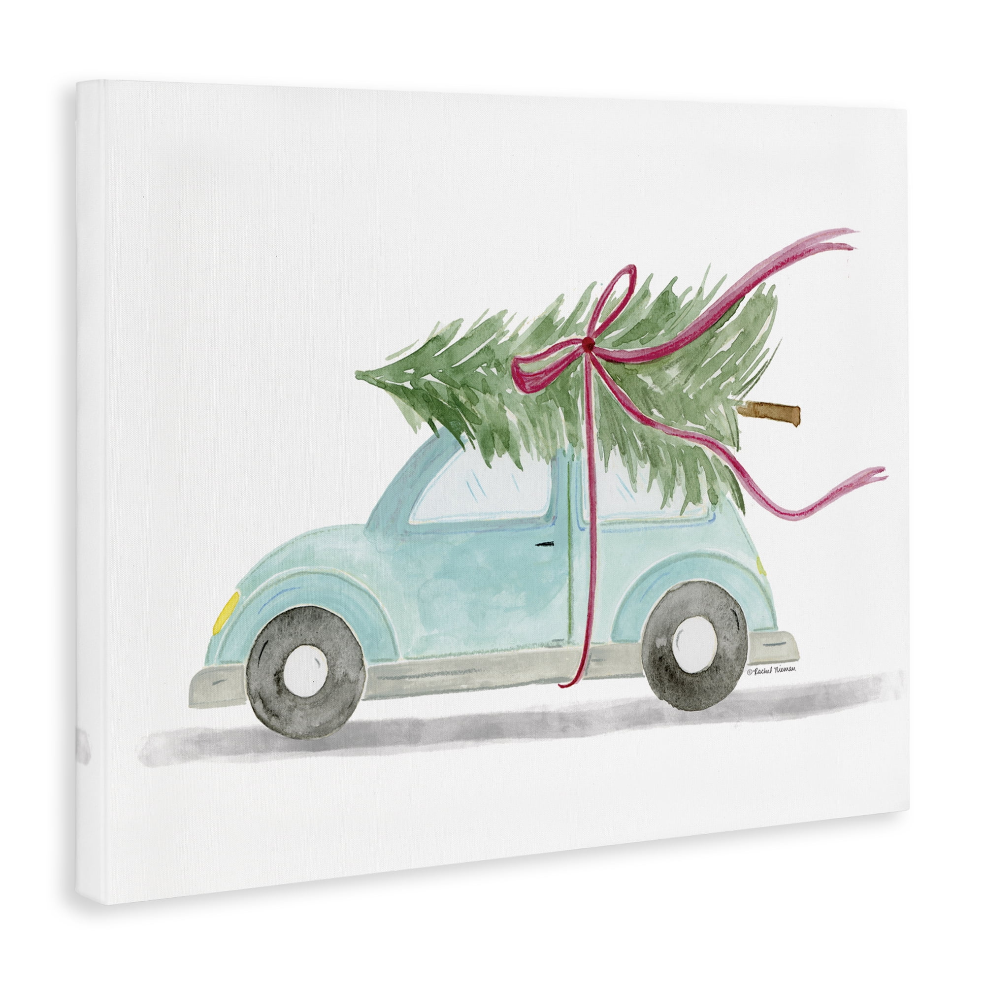 Stupell Industries Windblown Tree on Car Holiday Painting Gallery Wrapped Canvas Art Prints Wall Art, 30 x 24
