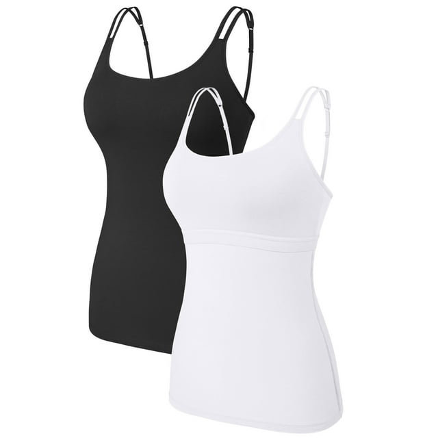 Charmo Lot de 2 Camisoles en Coton pour Femmes avec Soutien-Gorge Intégré