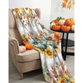 thumbnail image 3 of Fall Thanksgiving Harvest Pumpkin Leaves Flowers Buffalo Plaid Flannel Blanket for Bed,Travel and Camping, Super Soft Cozy Blanket for All Seasons 40"x60", 3 of 6