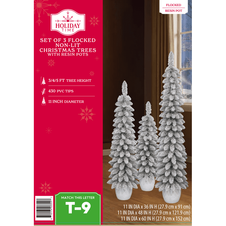 ✳︎new arrival✳︎christmastreeクリスマスツリー③white Set of 3 (3'/4'/5') Green Flocked Artificial Potted Christmas