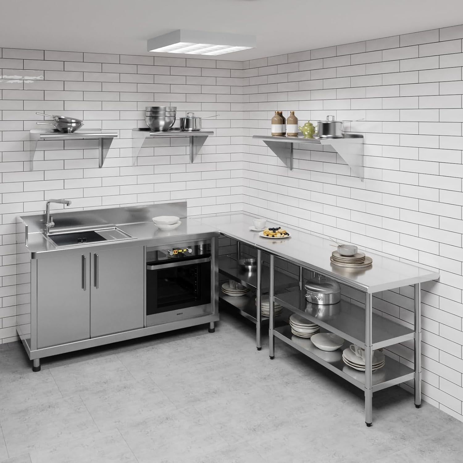 Springg 36" Long X 16" Deep Stainless Steel Wall Shelf | NSF Certified | Appliance & Equipment Metal Shelving | Kitchen, Restaurant, Garage, Laundry, Utility Room