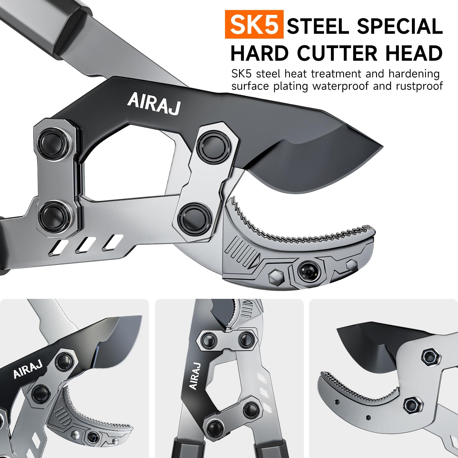 AIRAJ Extendable Tree Trimmer Anvil Loppers - Heavy Duty Branch Cutter with 2 Inch Cutting Capacity, 27-37” Telescopic Pruning Shears, Compound Action Garden Tool for Thick Branches & Dead Wood